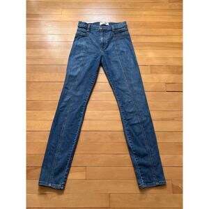Reformation Amie High Rise Seamed Slim Jeans Blue 25
